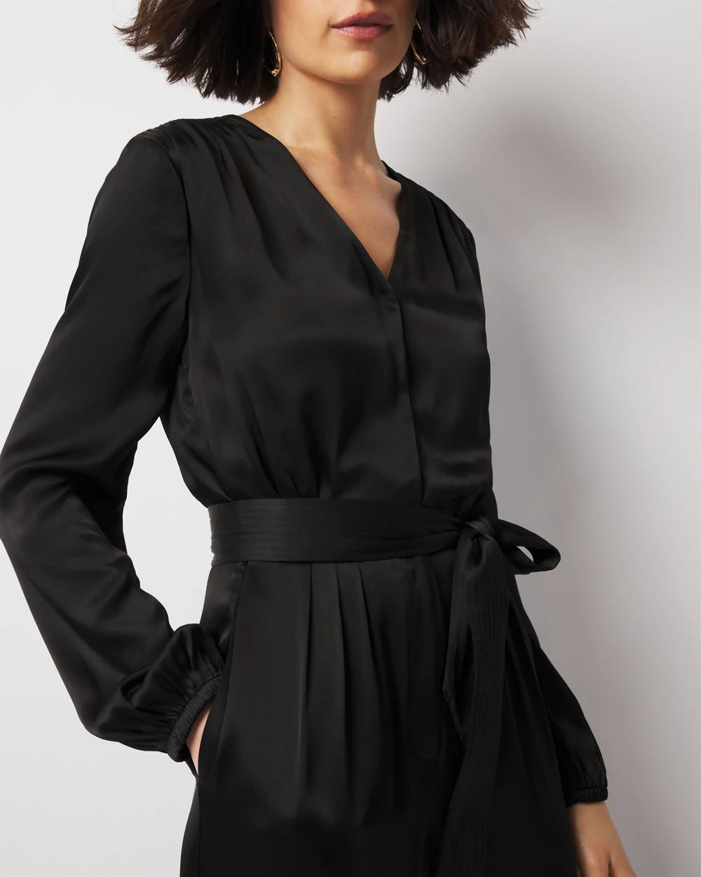 【SKZ I.N.】otona satin wide salopette Satin Cape Wide Leg Jumpsuit | boohoo